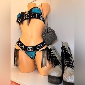 2 piece rave outfit made custom by illuminati fashion.